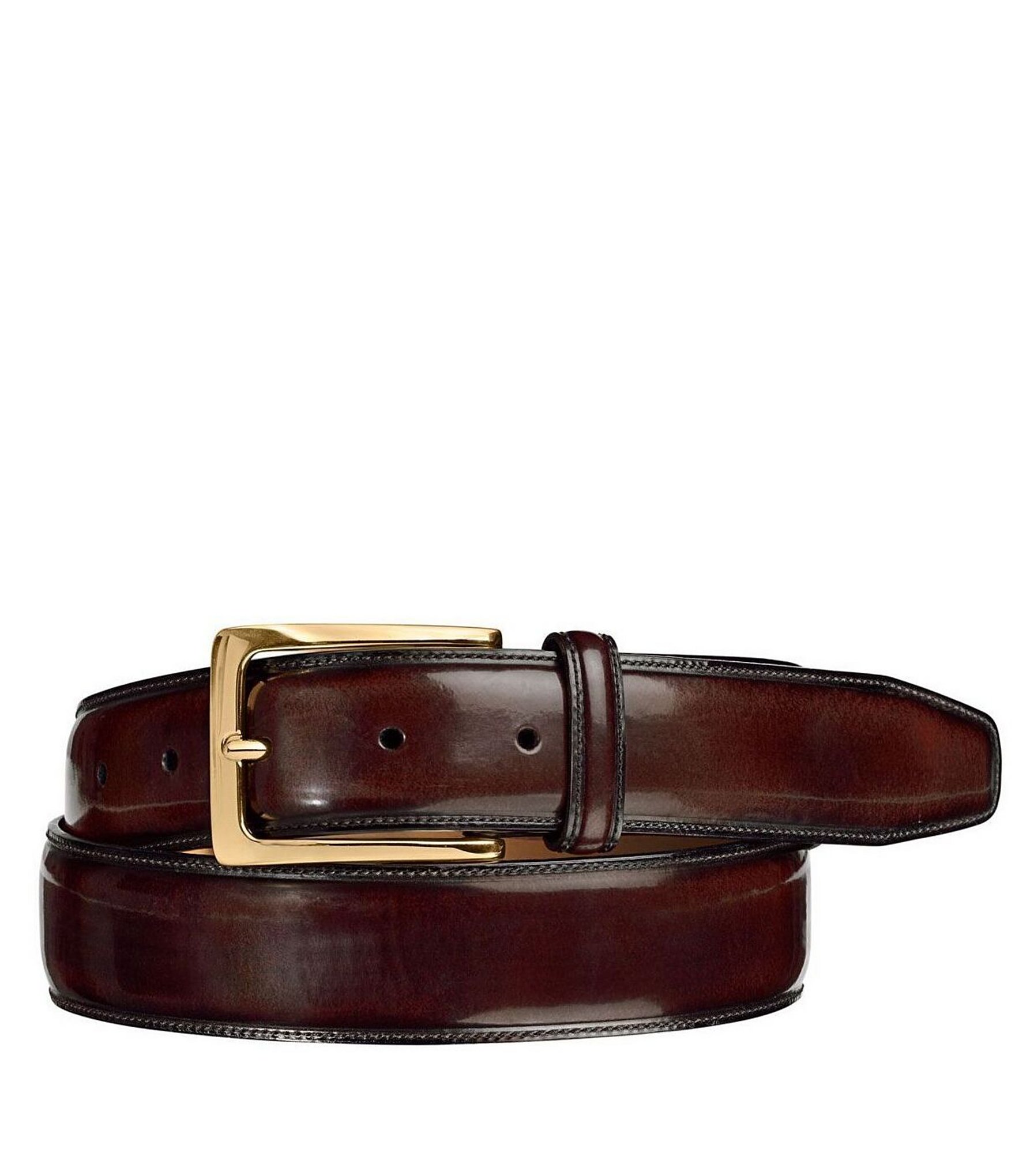 Johnston & Murphy thắt lưng da màu burgundy khóa brass