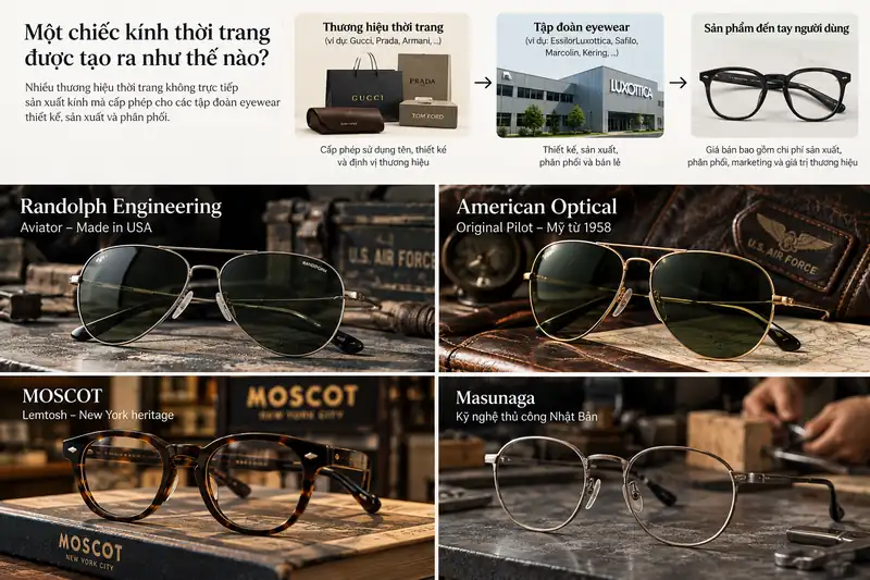 Sơ đồ eyewear licensing và các thương hiệu kính nam độc lập